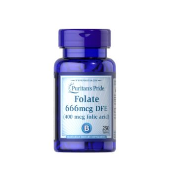 Folate 666mcg DFE (400mcg folic acid) 250 tablete - Puritan's Pride