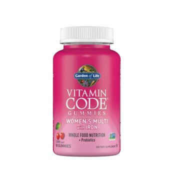 Vitamin Code Women's Multi with Iron + Probiotics 90 jeleuri Cherry Flavor - Garden Of Life