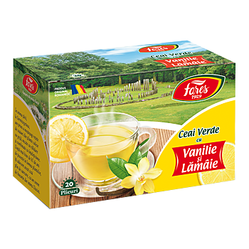 Ceai verde cu lămâie și vanilie, ceai 20 plicuri Fares