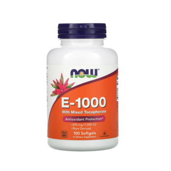Vitamina E-1000 with Mixed Tocopherols 670 mg (1,000 IU) 100 Softgels - NOW Foods