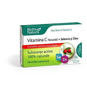 Vitamina C naturala + Seleniu si Zinc, 30 cpr Rotta Natura