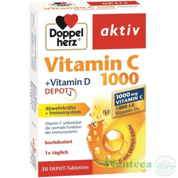 Vitamina C 1000 + Vitamina D Depot, 30 comprimate Doppelherz