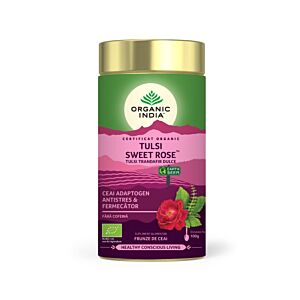 Ceai Tulsi (Busuioc Sfant) Trandafir Dulce | Antistres & Fermecator 100G
