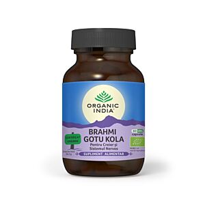 Brahmi~Gotu Kola | Pentru Creier & Sistemul Nervos si Deficit de Atentie, 60 capsule vegetale Organic India