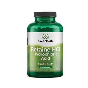 Betaine HCl Hydrochloric Acid with VegPeptase 250 Capsule - Swanson
