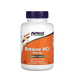 Betaine HCL 648 mg 120 Capsule -NOW Foods