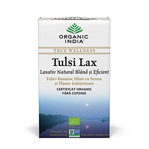 Ceai Tulsi Lax (Busuioc Sfant) | Laxativ Natural Bland si Eficient cu Senna, plicuri Organic India