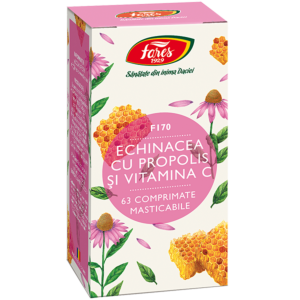 Echinacea cu propolis și vitamina C, F170, 63 comprimate

