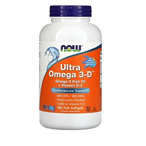 Ultra Omega 3-D 600 EPA / 300 DHA 180 Fish Softgels - NOW Foods