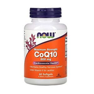 CoQ10 with Vitamin E & Lecithin, Maximum Strength, 600 mg, 60 capsule - NOW Foods