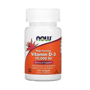 Vitamin D-3 10.000 IU High Potency 120 Softgels - NOW Foods