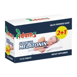 Pachet Melatonina Sublinguala 3mg 50 tablete 2+1 GRATIS Adams Vision