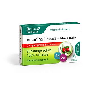 Vitamina C naturala + Seleniu si Zinc, 30 cpr Rotta Natura