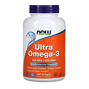 Ultra Omega-3 500 EPA / 250 DHA 180 Softgels - NOW Foods